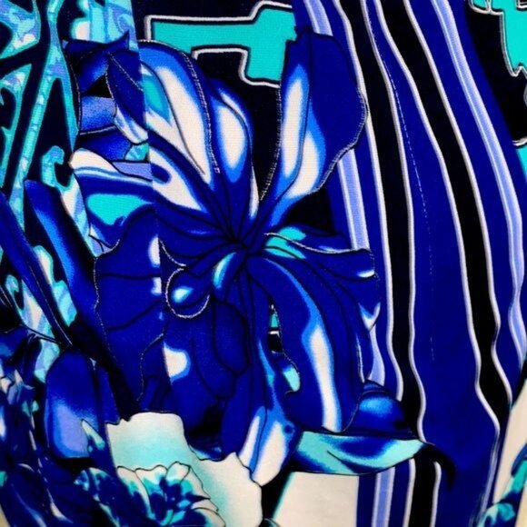 Cache Halter Dress Size 8 Blue Floral Print Polyester Spandex - Picture 11 of 11